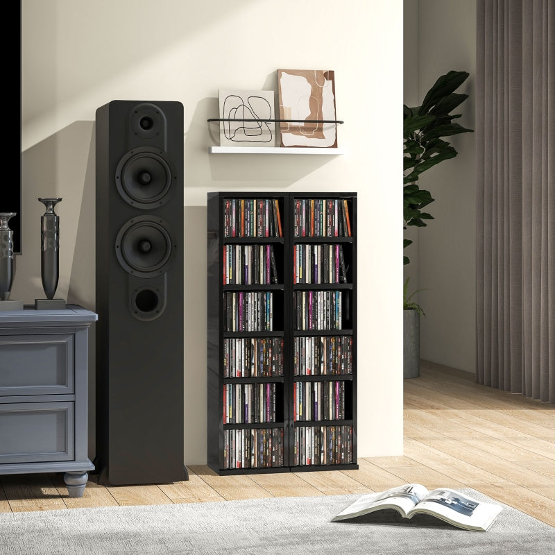 CD Storage Units Set of Two 102 Capacity High Gloss Black