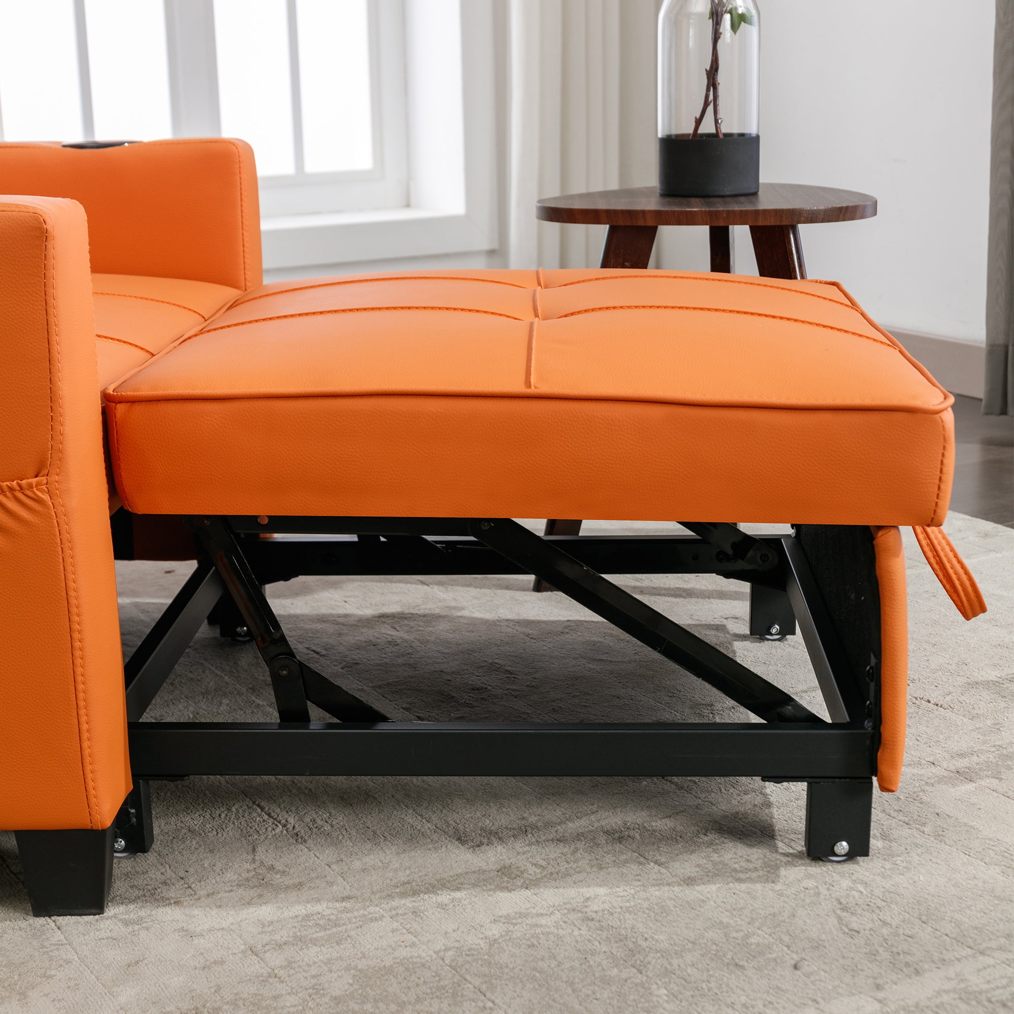 3-in-1 Sleeper Sofa, Single Extendable Lounger Armchair with Cup Holders and USB Port