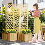 Balcony Screen Room Divider 133x165cm 3-Piece 4 Flower Boxes Weatherproof Natural Color