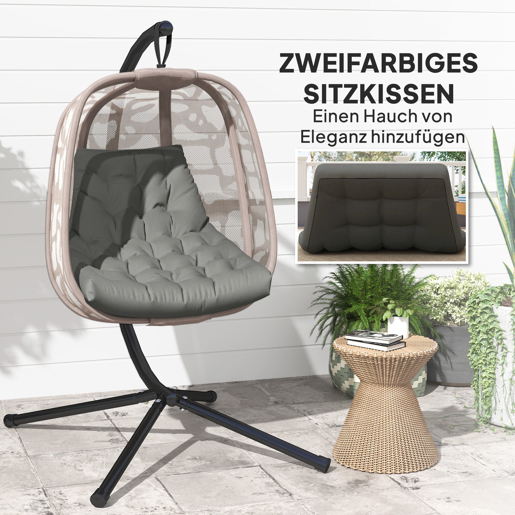 Seat Cushion 120x100cm with Backrest Water-Repellent, Grey