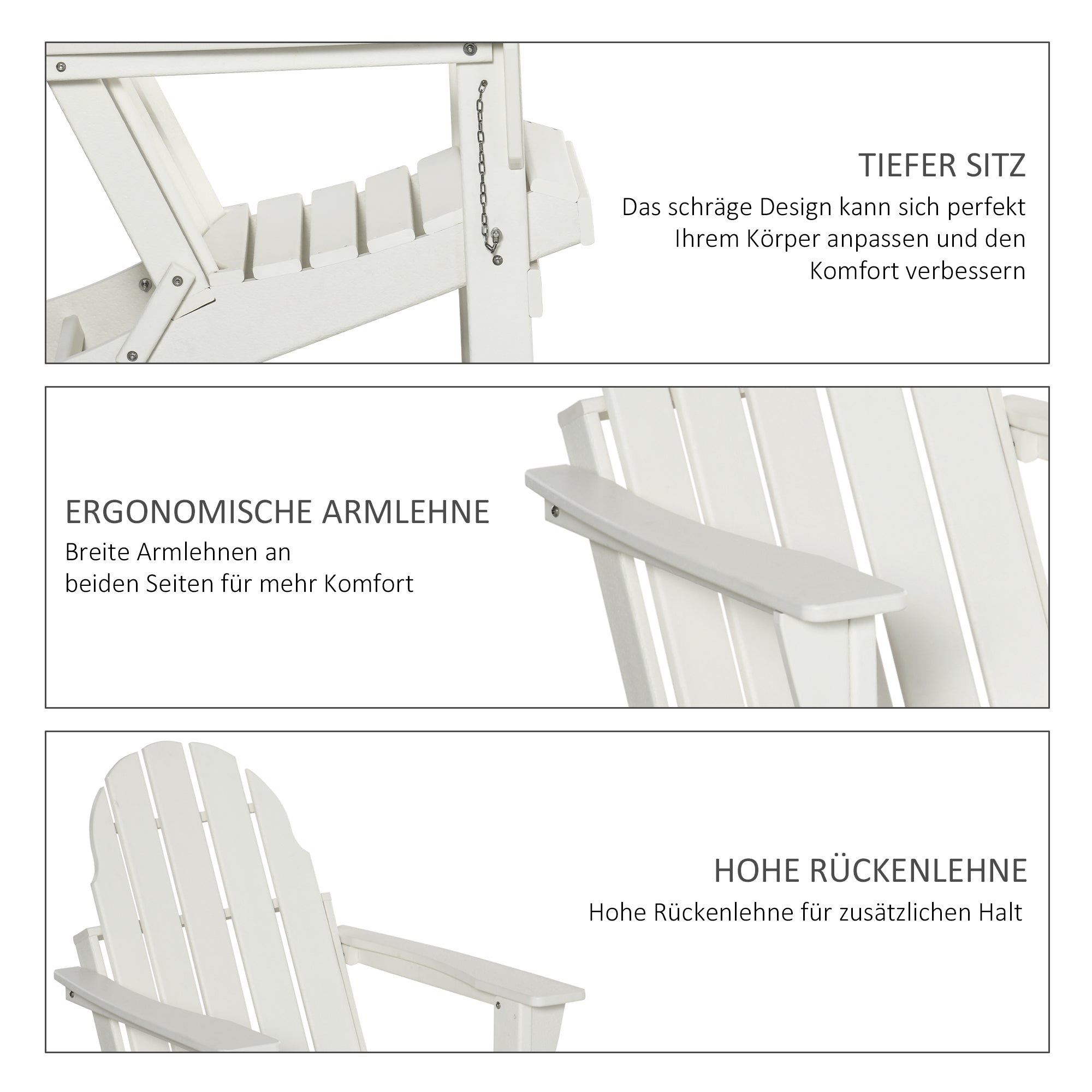 Adirondack Garden Chair, Foldable 75x87x93cm Armchair, White