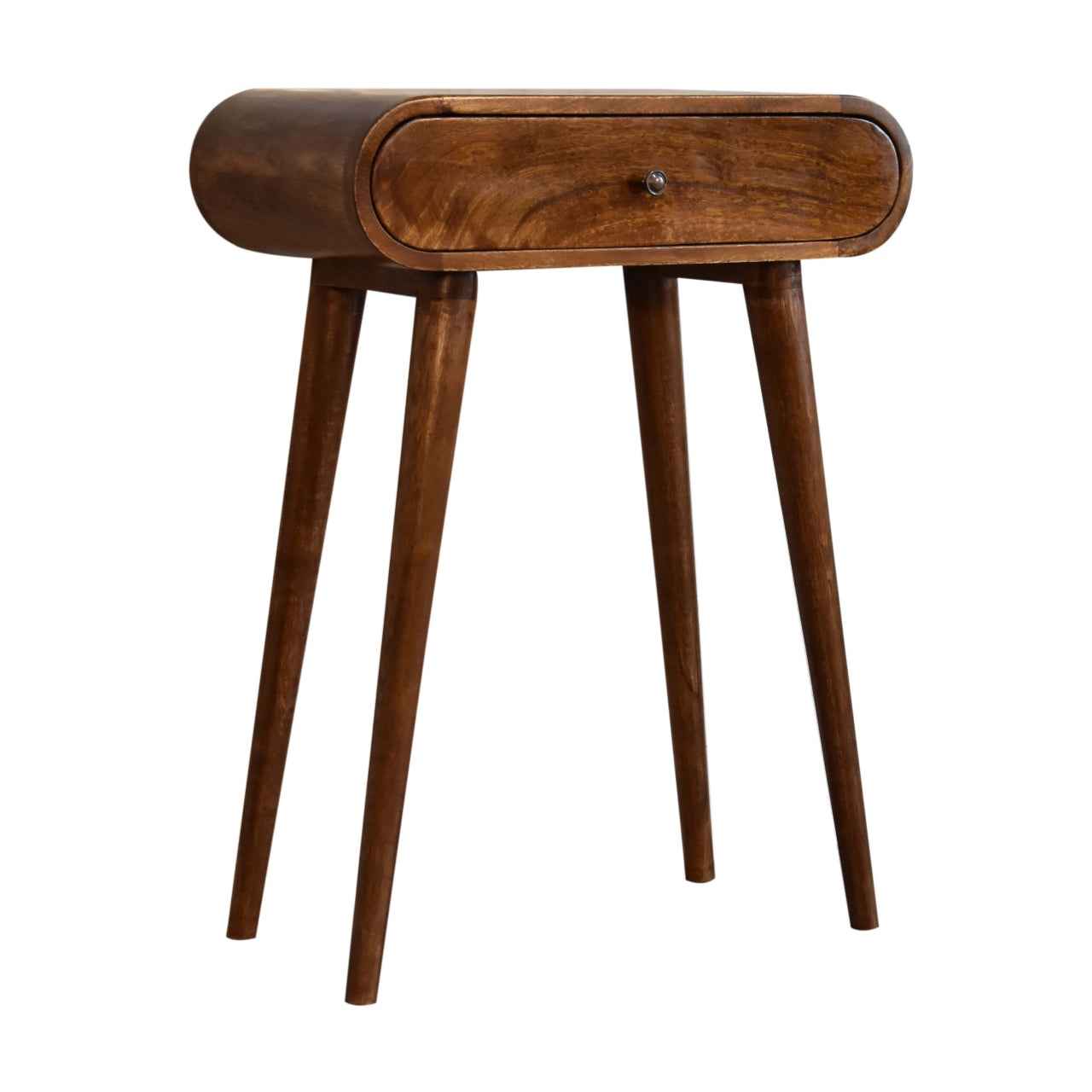 Solid Wood Chestnut Console, Mini London 1 Drawer, Dark Brown Wood