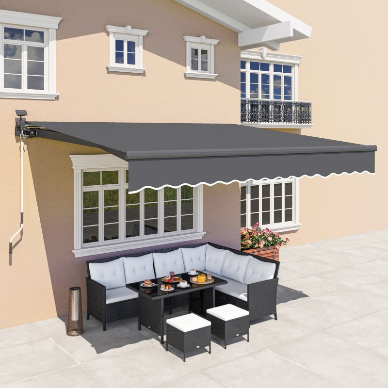 Klemmmarkise, Handkurbel Solarleuchte Gelenkarm UV 50+ 400cm, Grau – RWHOME