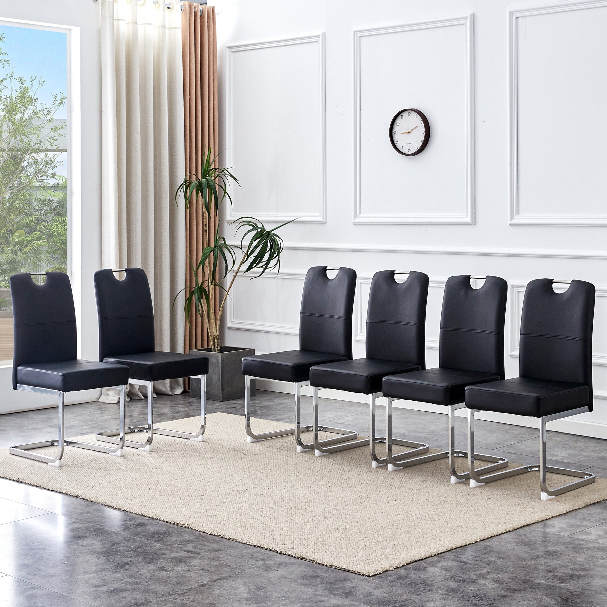 Set of 2 Dining Chairs Thickened Ergonomic Spring - Black