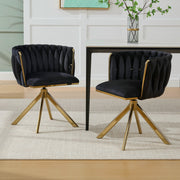 Velour Armchair, Swivel, Heavy-Duty Metal Frame (Set of 2)