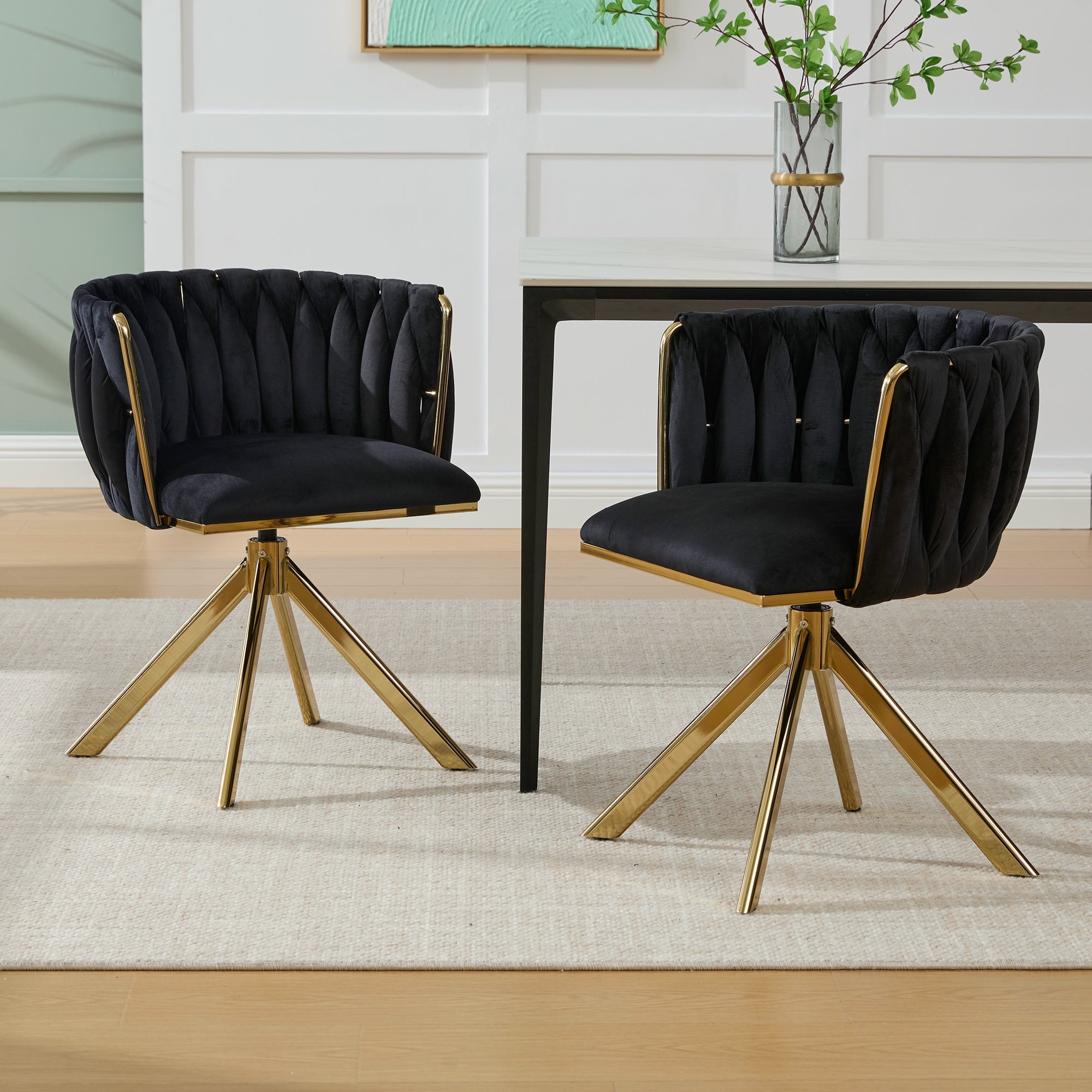 Velour Armchair, Swivel, Heavy-Duty Metal Frame (Set of 2)