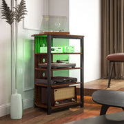 4-Tier Corner TV Stand with Storage, LED Lights, Cable Management, Small TV Unit Entertainment Centre for TVs up to 29"