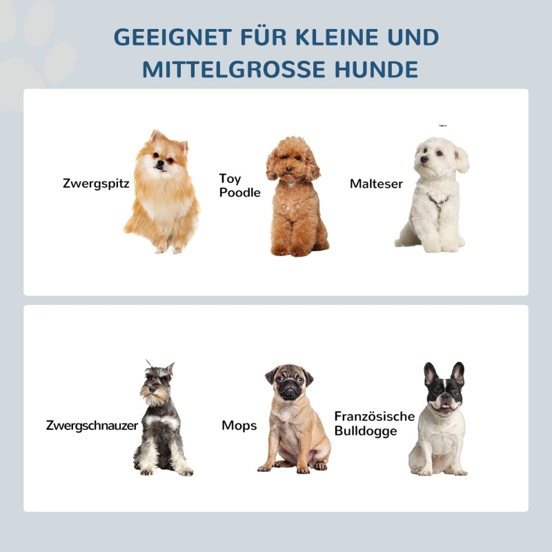 Dog Feeding Station Non-Slip 44x24x15cm 0.9L Bowls - White
