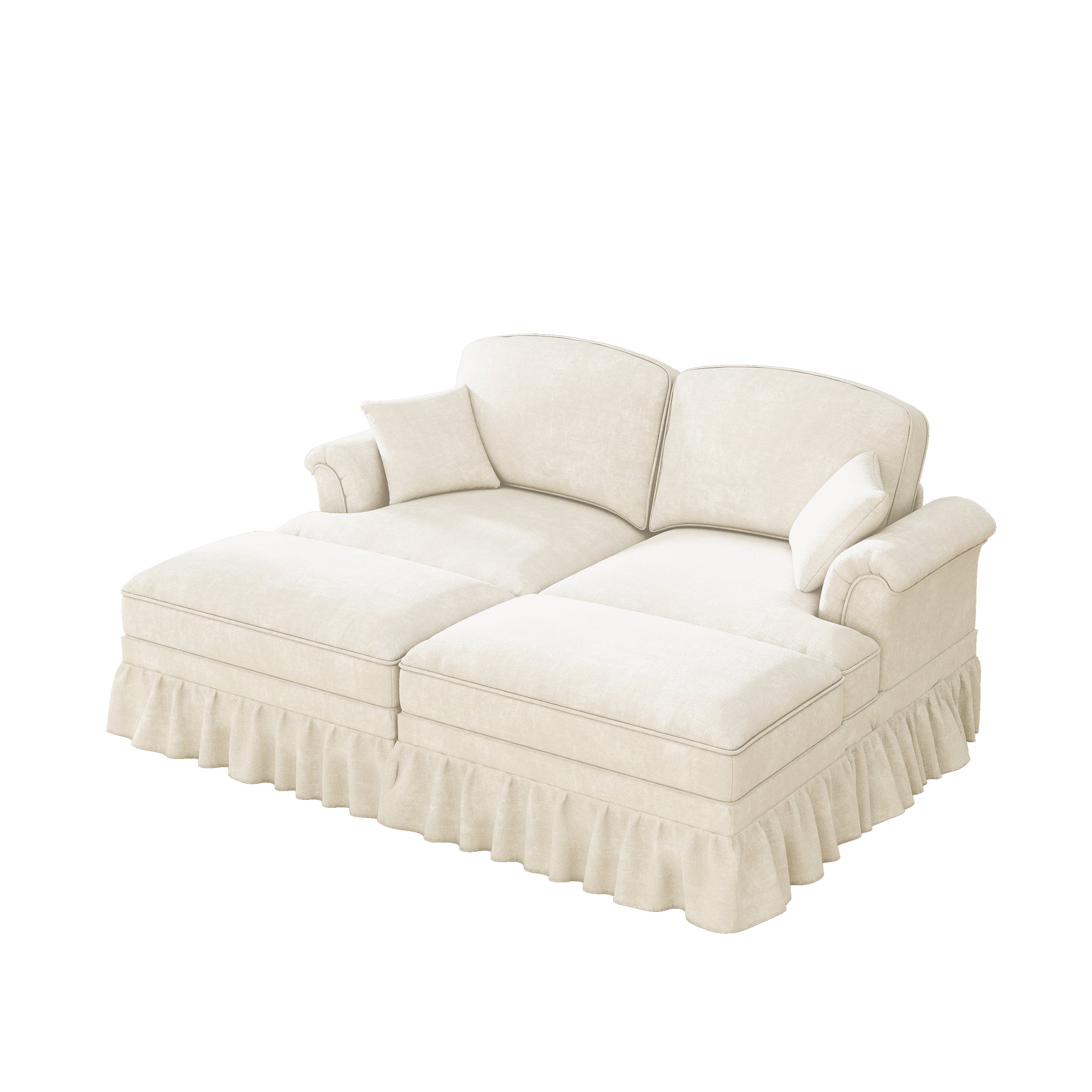 Classic Modular Sofa 2-Seater Ottoman - White Chenille