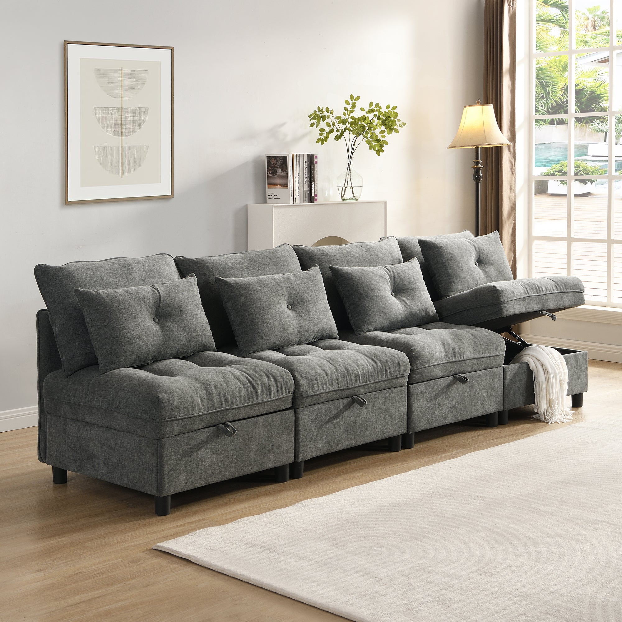 Cloud Modular Sofa 4-Seater Separable Storage Sleeper Chenille