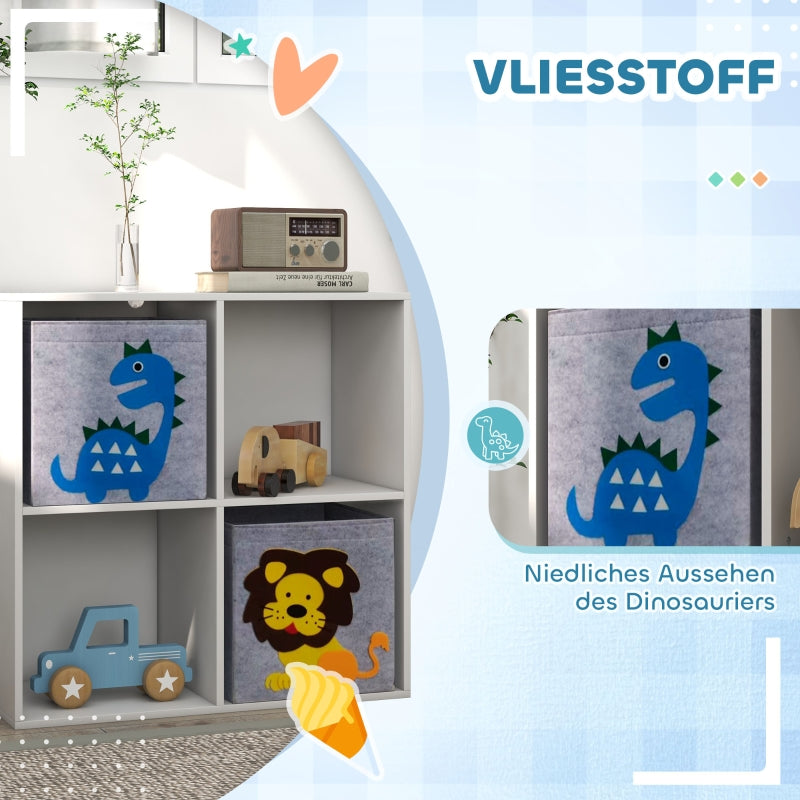 ZONEKIZ Children's Shelf Bookcase with 2 Storage Boxes, White+Gray