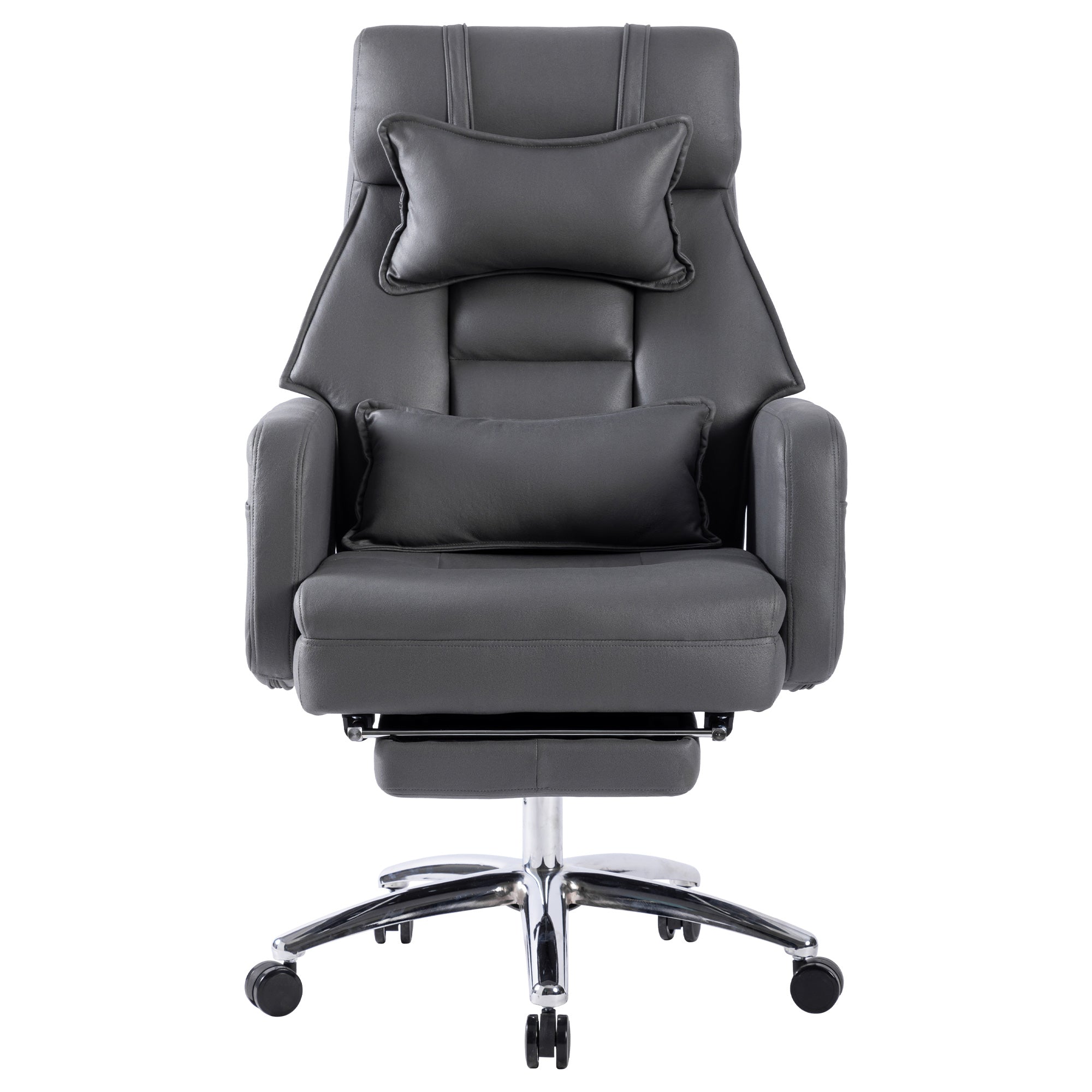 Swivel Ergonomic Office Chair High Back Lumbar Headrest 155° Reclining - DARK GREY Technology Leather