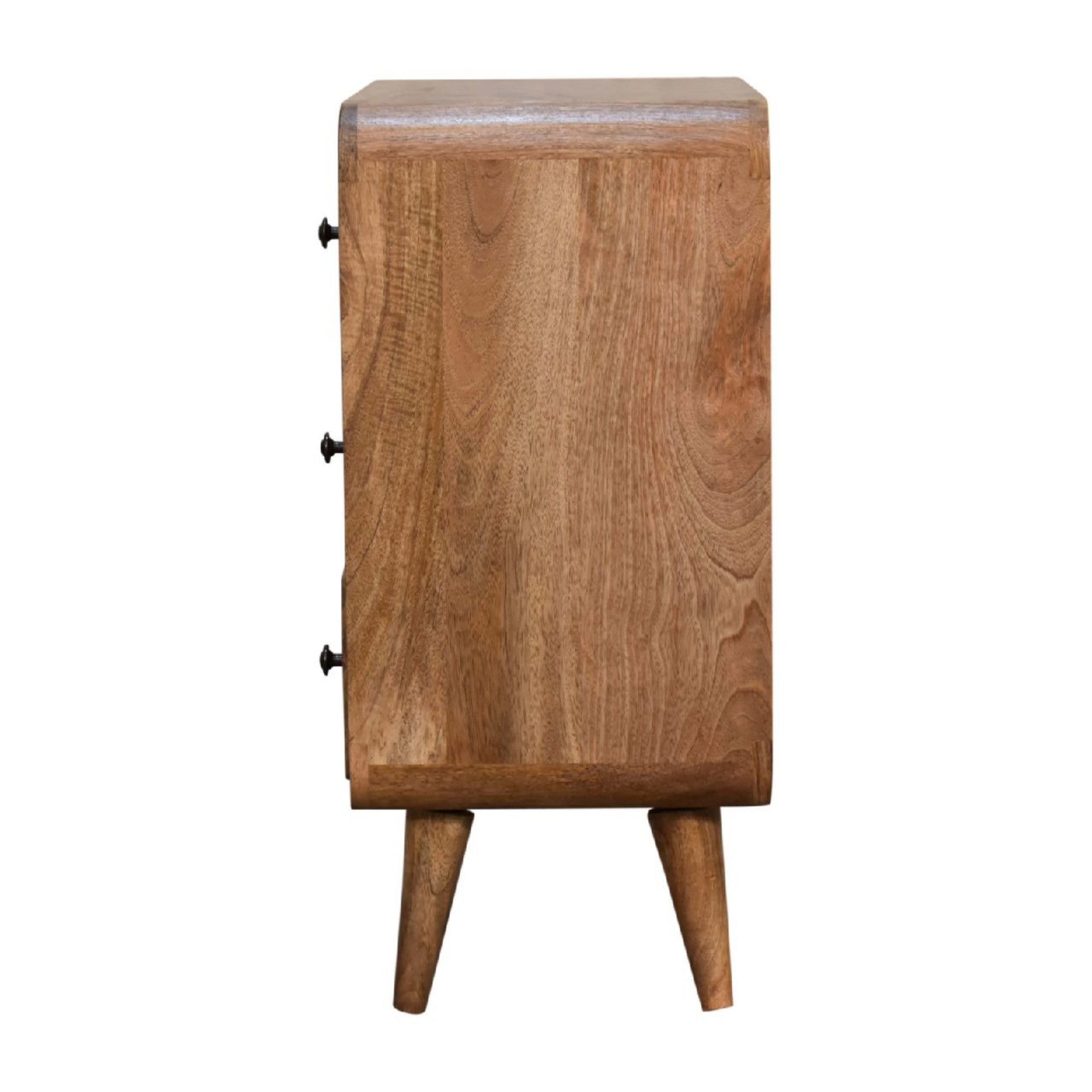 Solid Wood Mini Curved Chest, 3 Drawers, Oak-ish