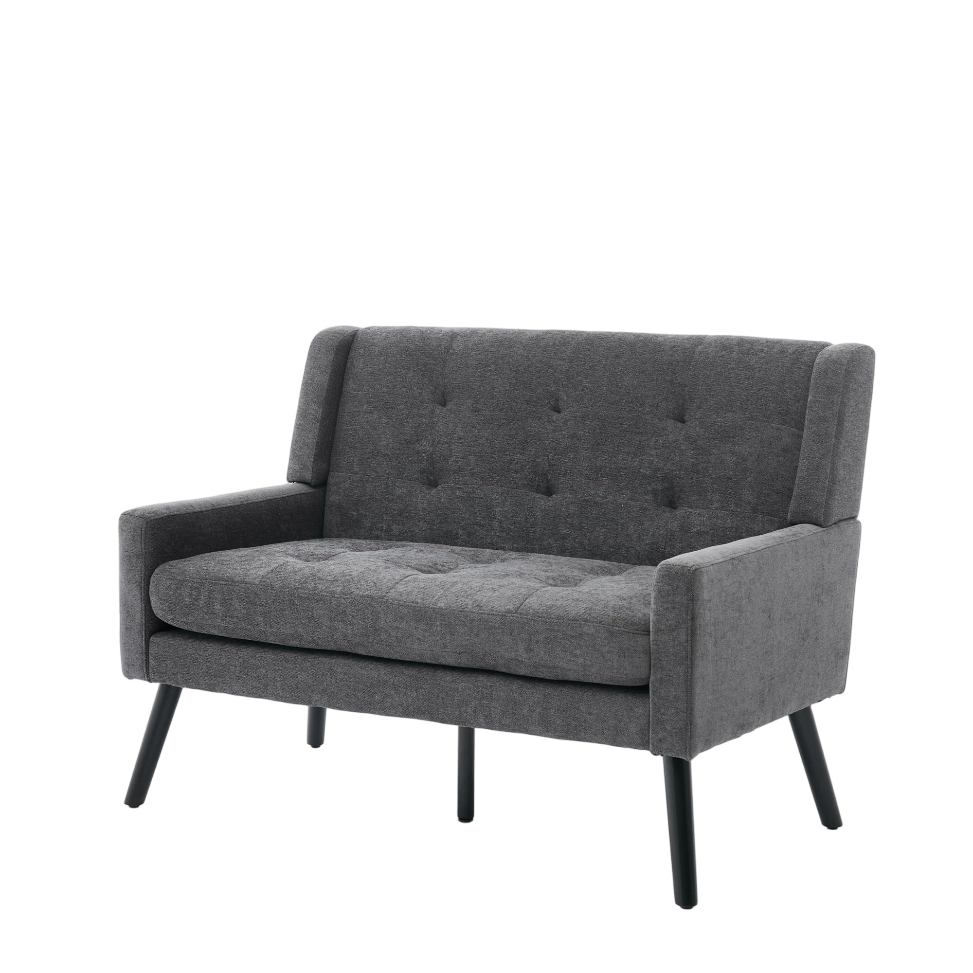 2-Seater Linen Bench with Solid Wood Legs and Button-Tufted Cushion, Natural Linen