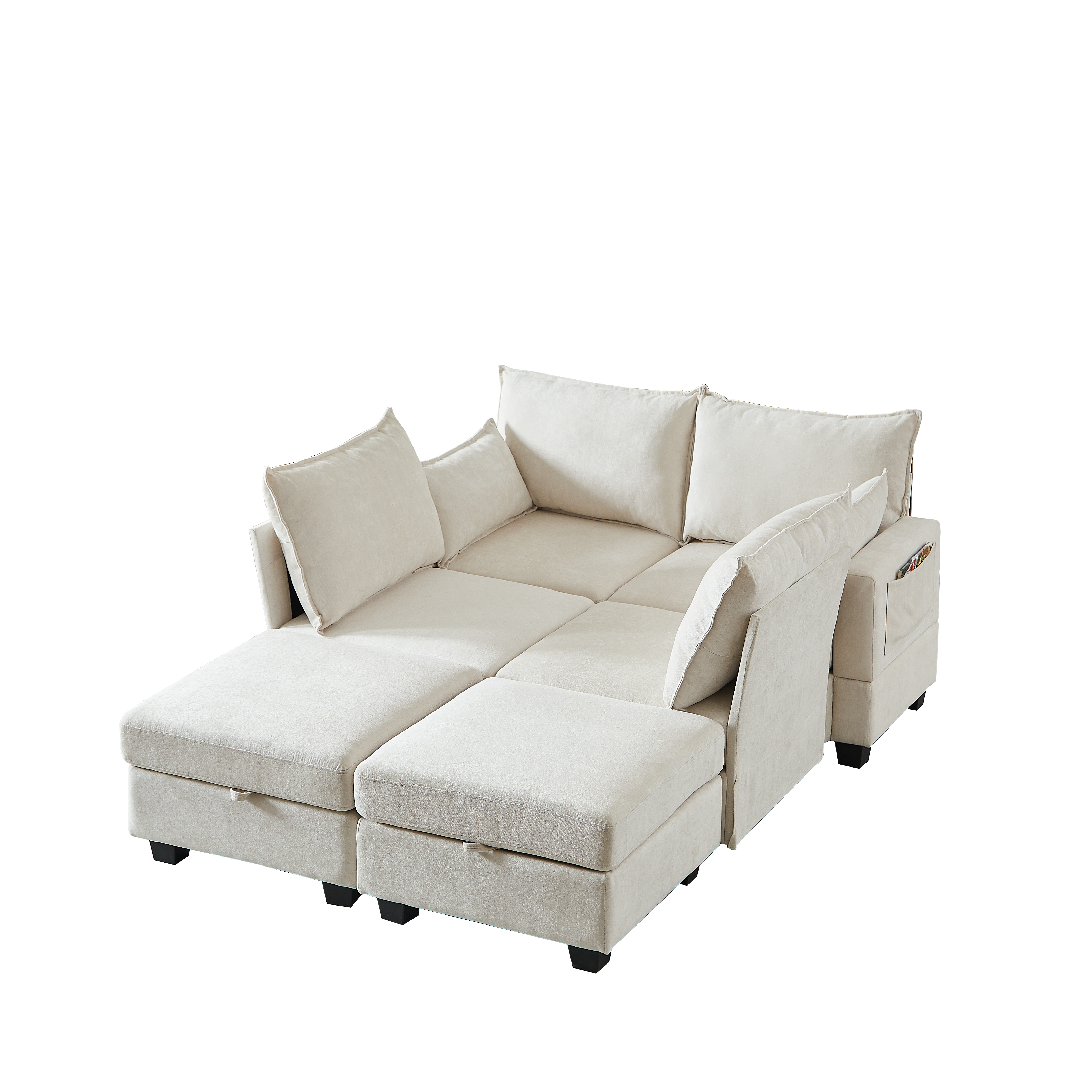 Modular Corner Sofa U-Shaped 6-Seater Storage Ottoman Chaise - Chenille