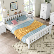 Double wooden bed with slatted frame for adults children teenagers white