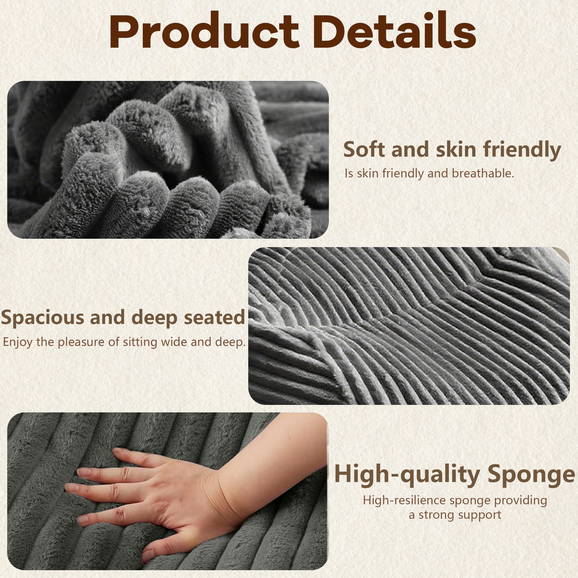 Bean Bag Chair Ultra Plush Memory Foam Leisure Reading Sofa Gray