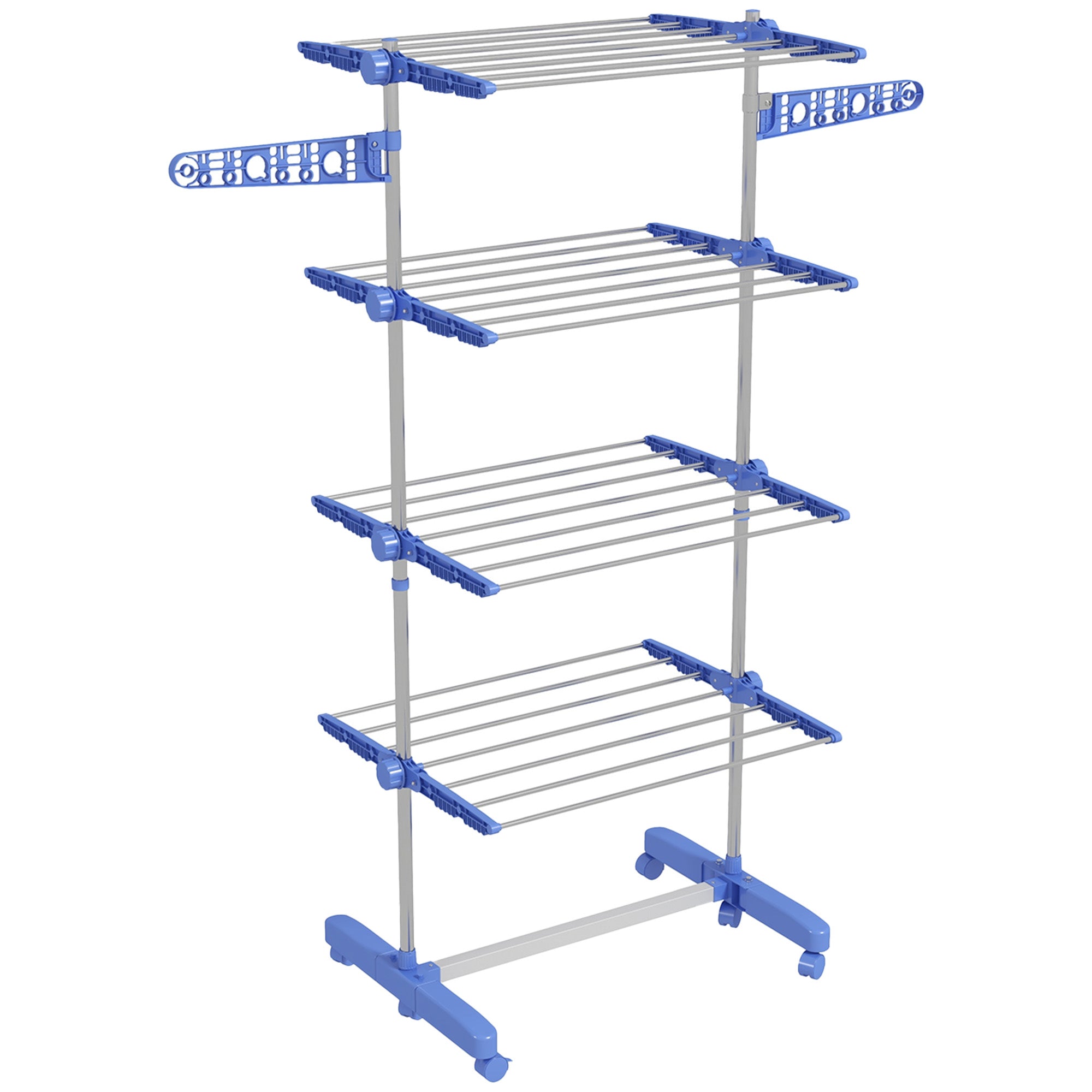 Clothes Airer, 2 Levels Foldable Standing Dryer, Steel Blue