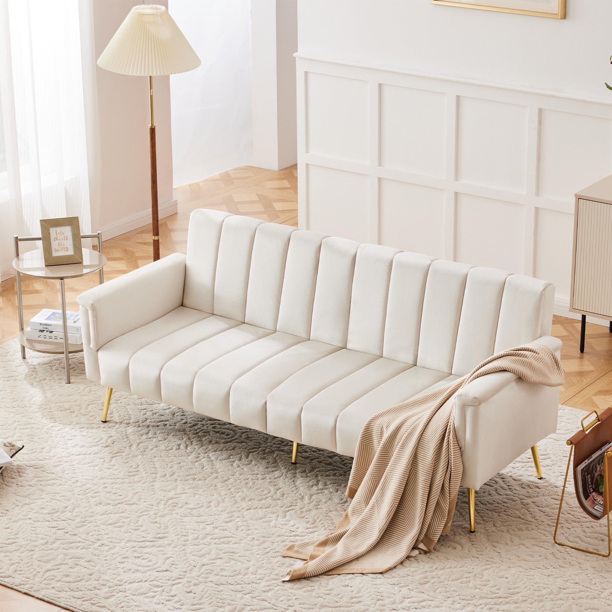 Sofa Bed, Modern Folding with Sleeping Function, Velvet Fabric