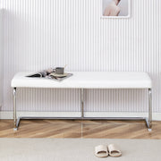 Bench 130cm Modern Chrome Frame - White Leather