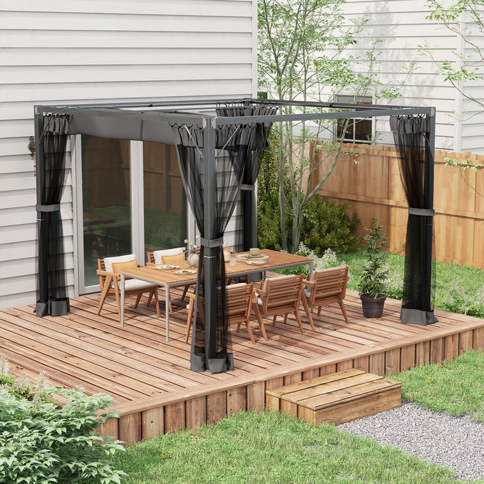3 x 3m Pergola with Retractable Roof - Dark Grey Aluminium
