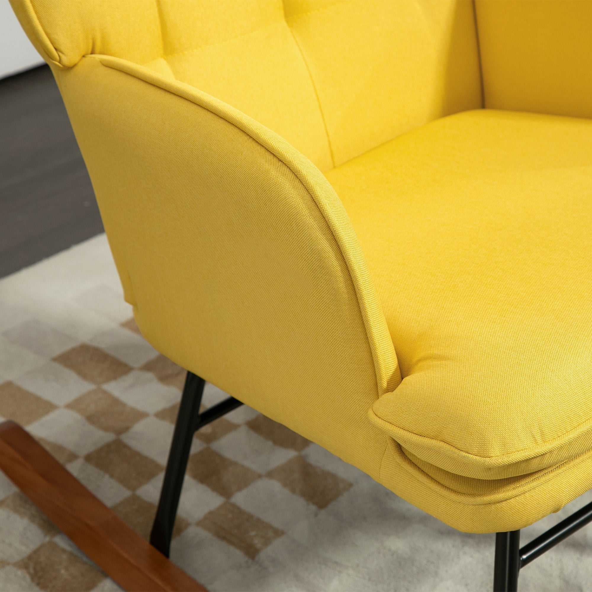 Rocking Chair with Footstool, Relaxing Armchair 130 kg Capacity, Linen Look Beige