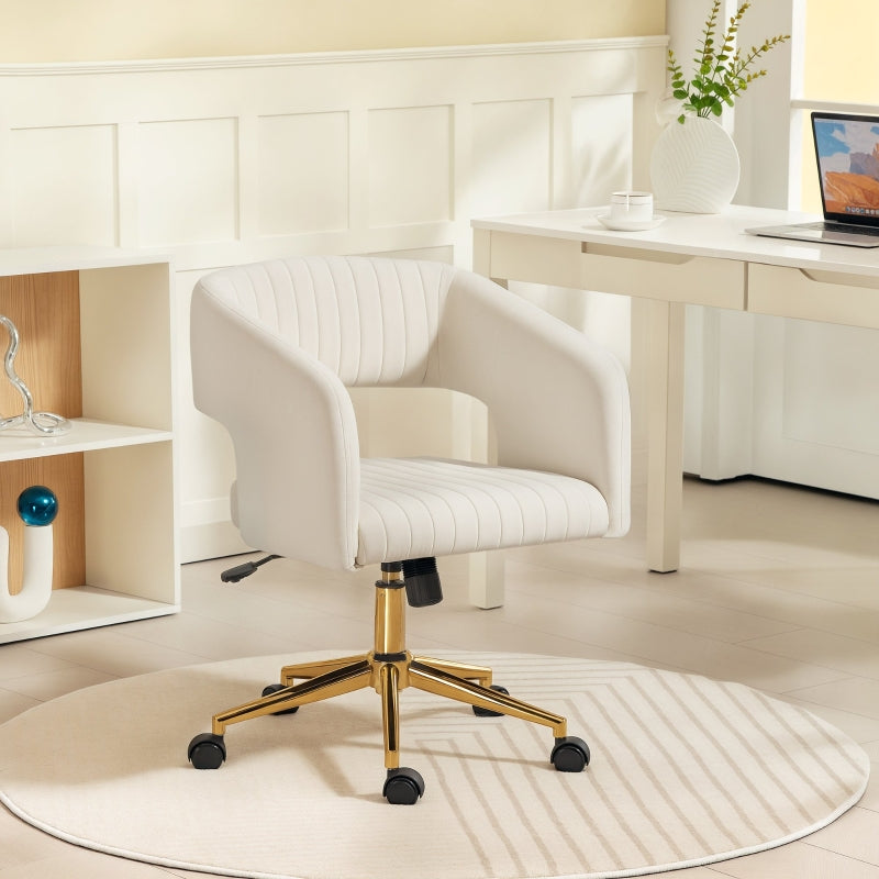 Desk Chair Rolling Height-Adjustable Tilt Function - Velvet Cream White