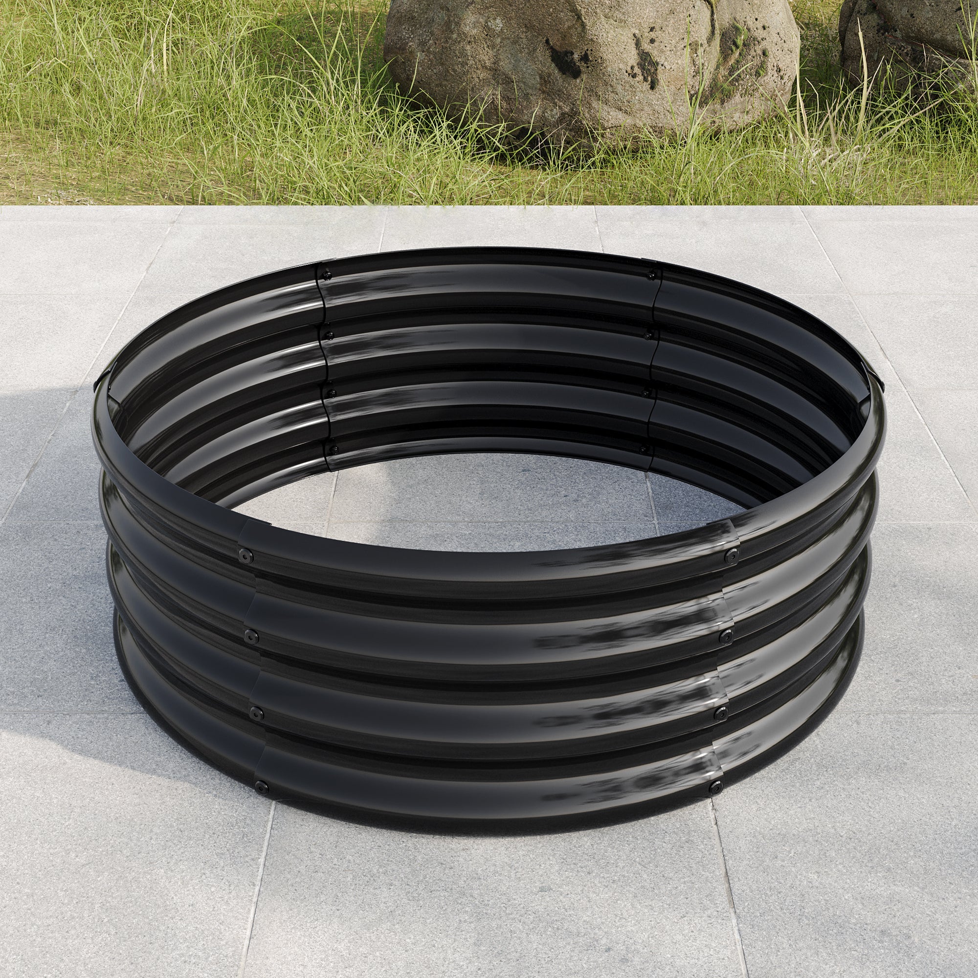 Raised Garden Bed Planter, Round Outdoor, Galvanized