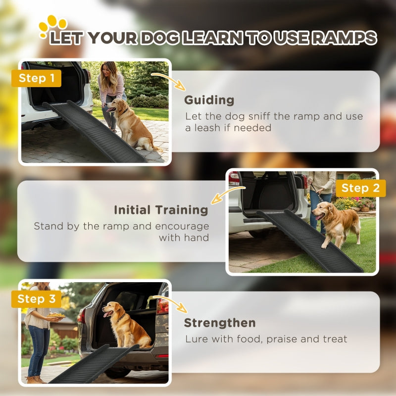 Pet Ramp Foldable Car Ramp for SUVs, Cars - Black
