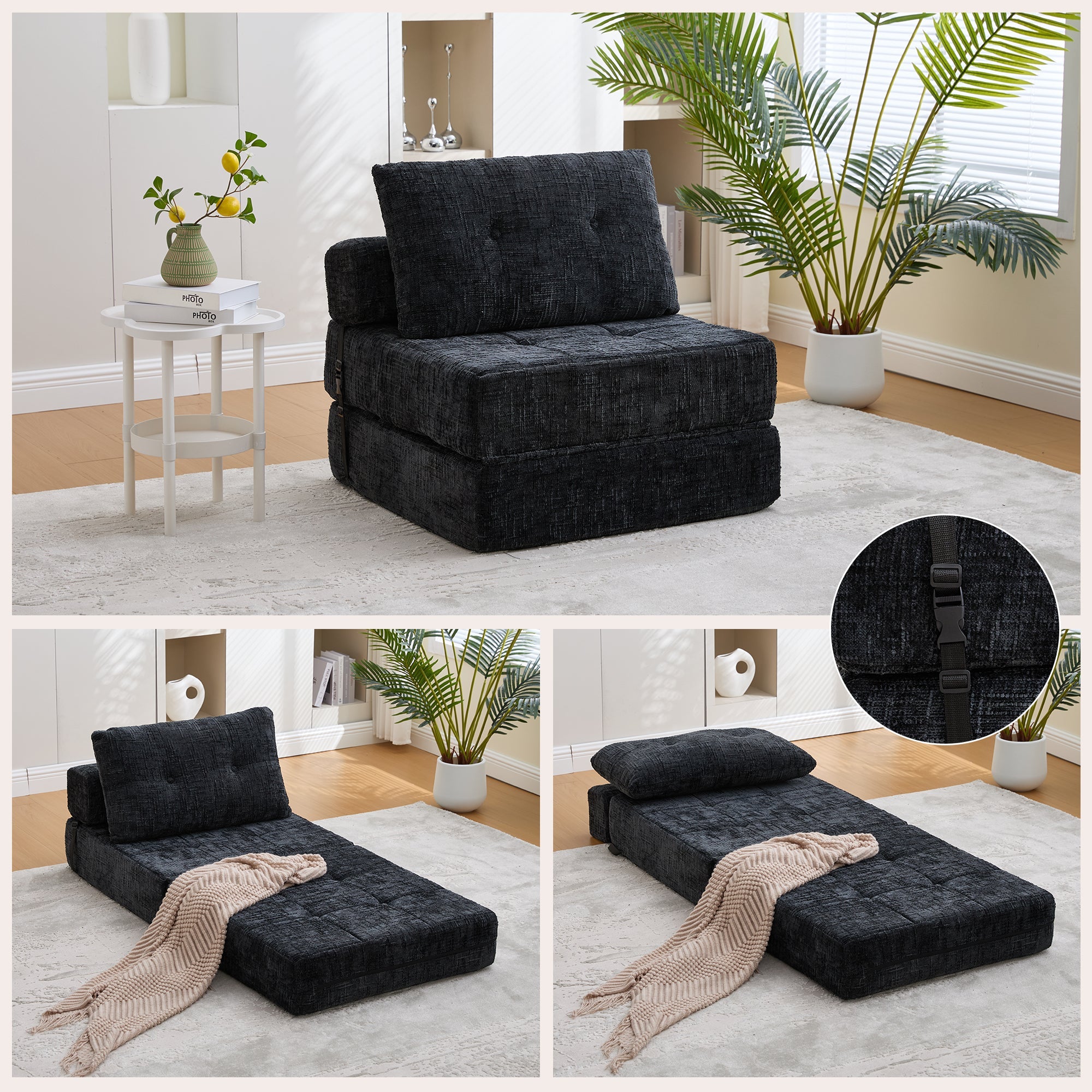 Folding Sofa Bed with Pillows Backrest, Portable Floor Sofa for