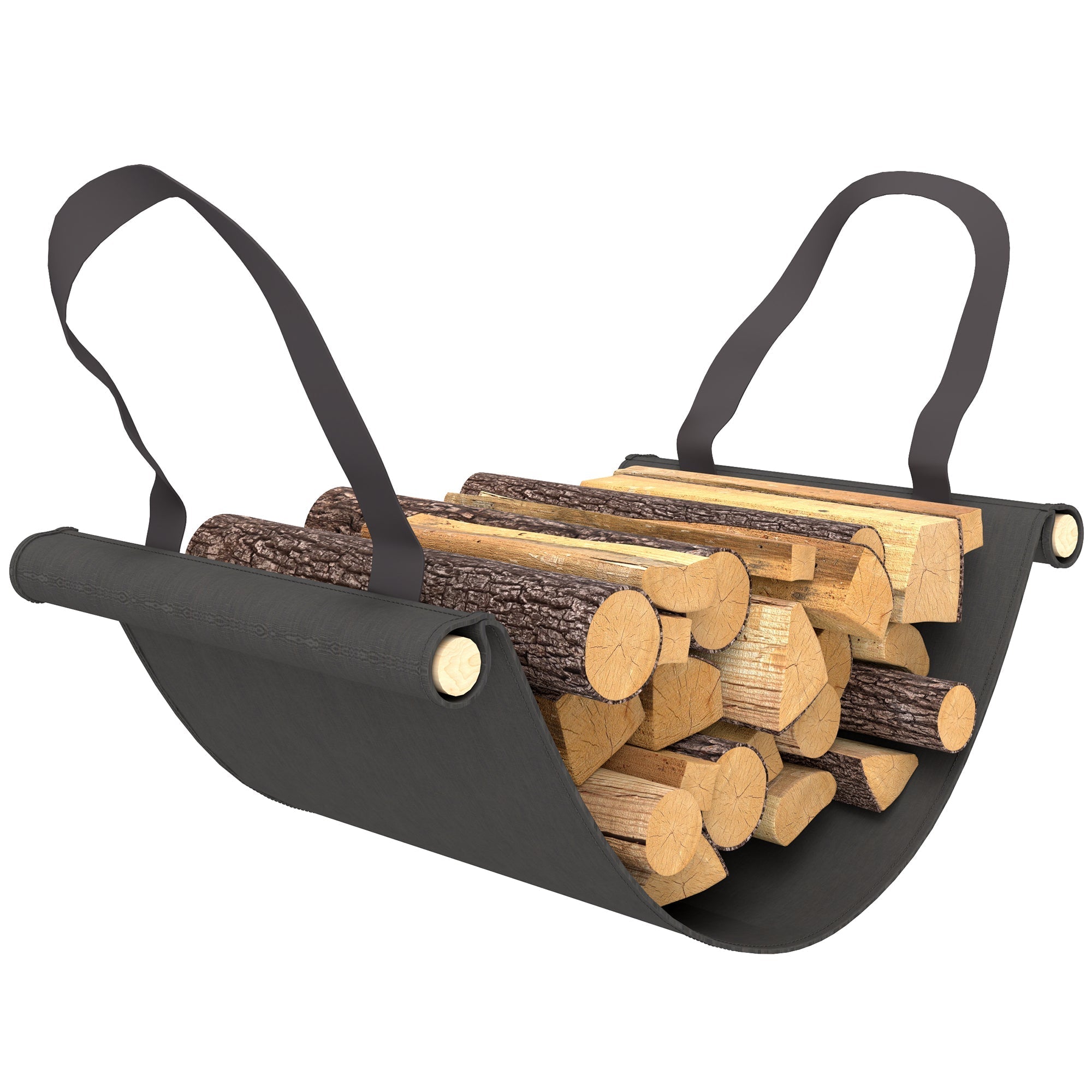 Firewood Rack 120x36x99 cm with Carrying Bag & Water-Repellent Cover, Metal Black