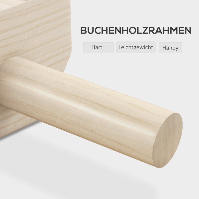 Push-up Bars, Set of 2, Robust & Non-Slip, up to 120 kg, Beech Wood, Natural