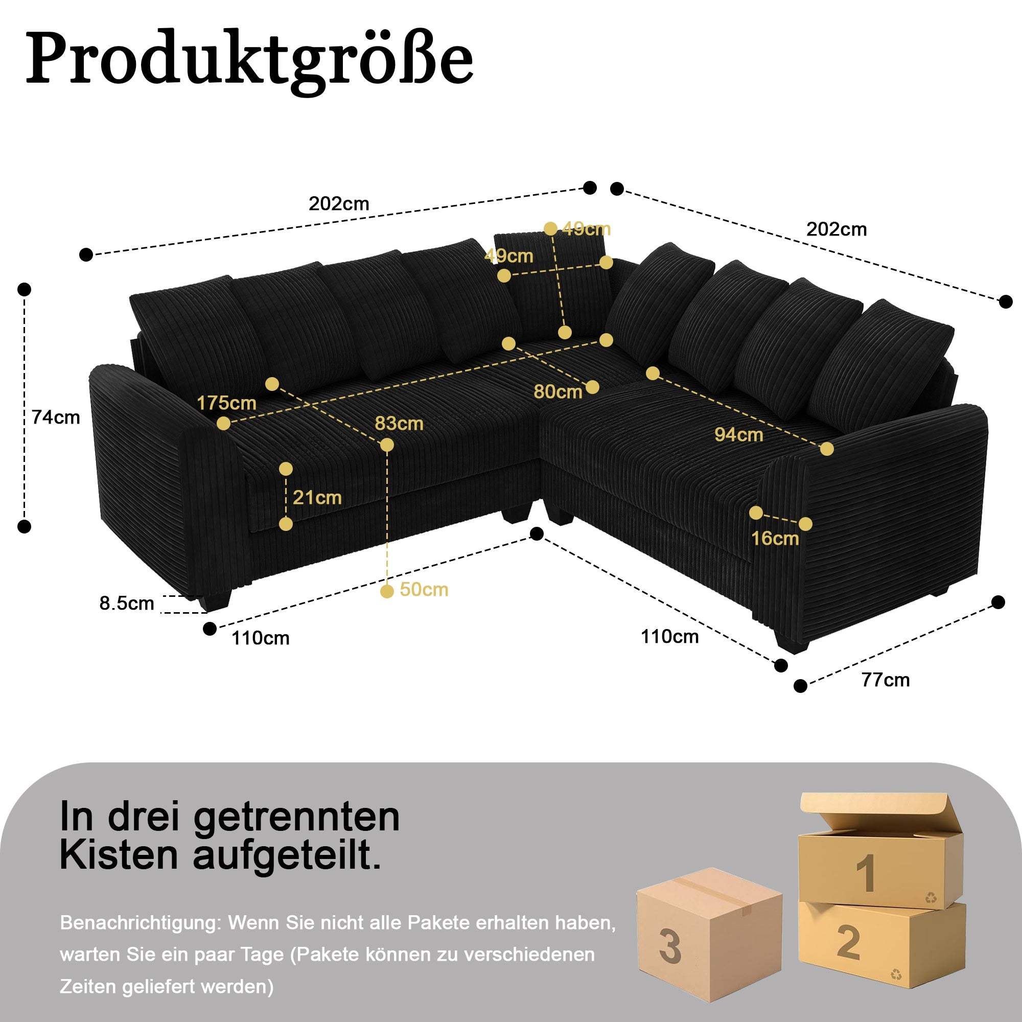 Modular Combination Sofa L-Shaped Corner Module Steering Cushions