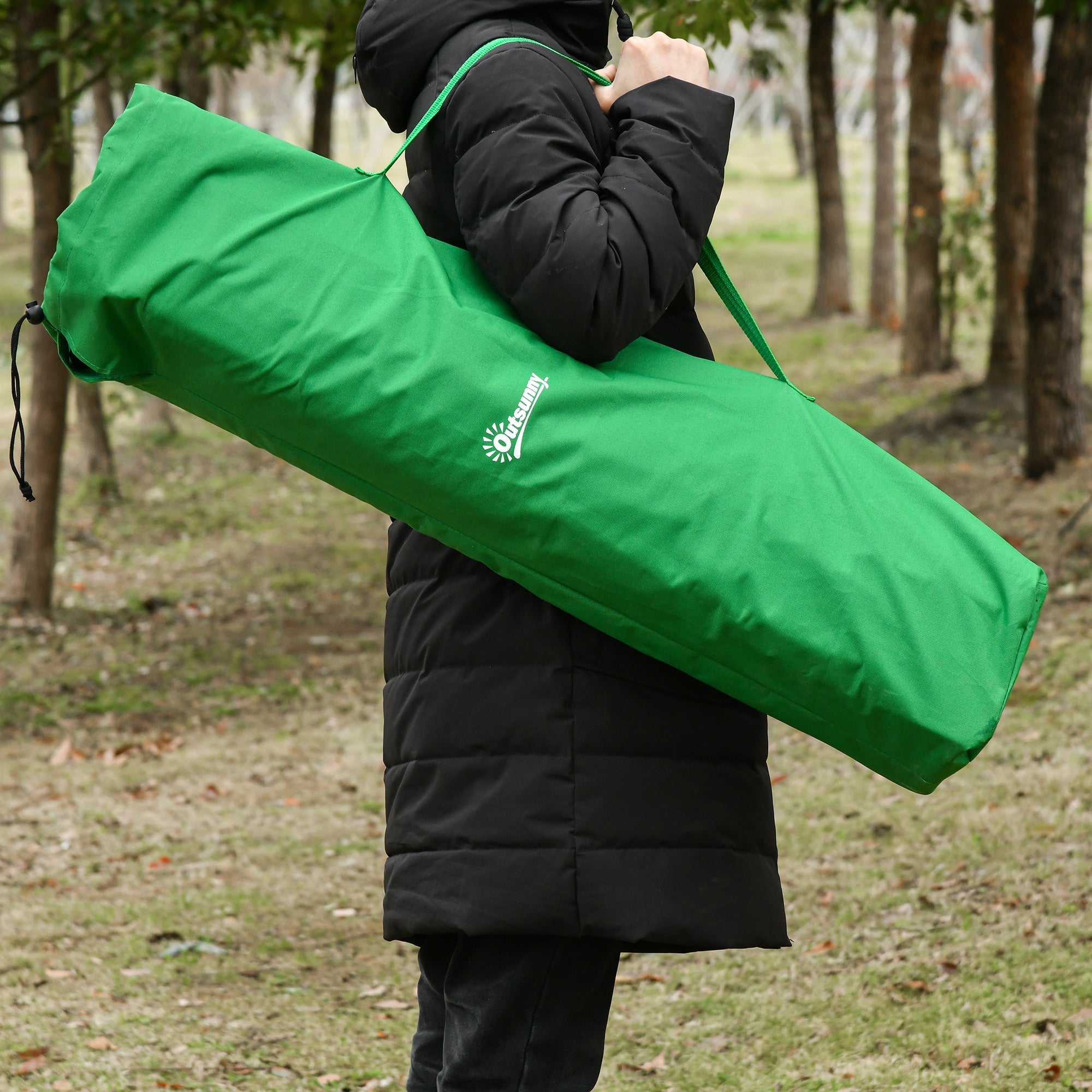Camping Bed Foldable, 136 kg Load Capacity with Side Pocket, Oxford Green Black
