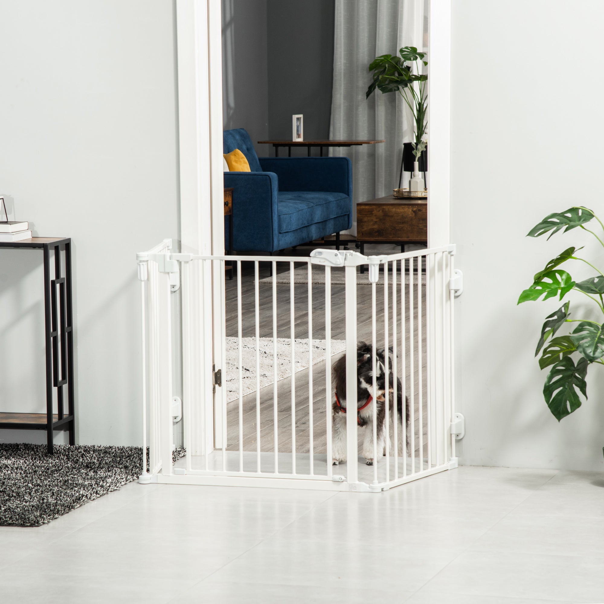 Hundebarriere, konfigurierbar, faltbar, mit automatischer Tür, Metall