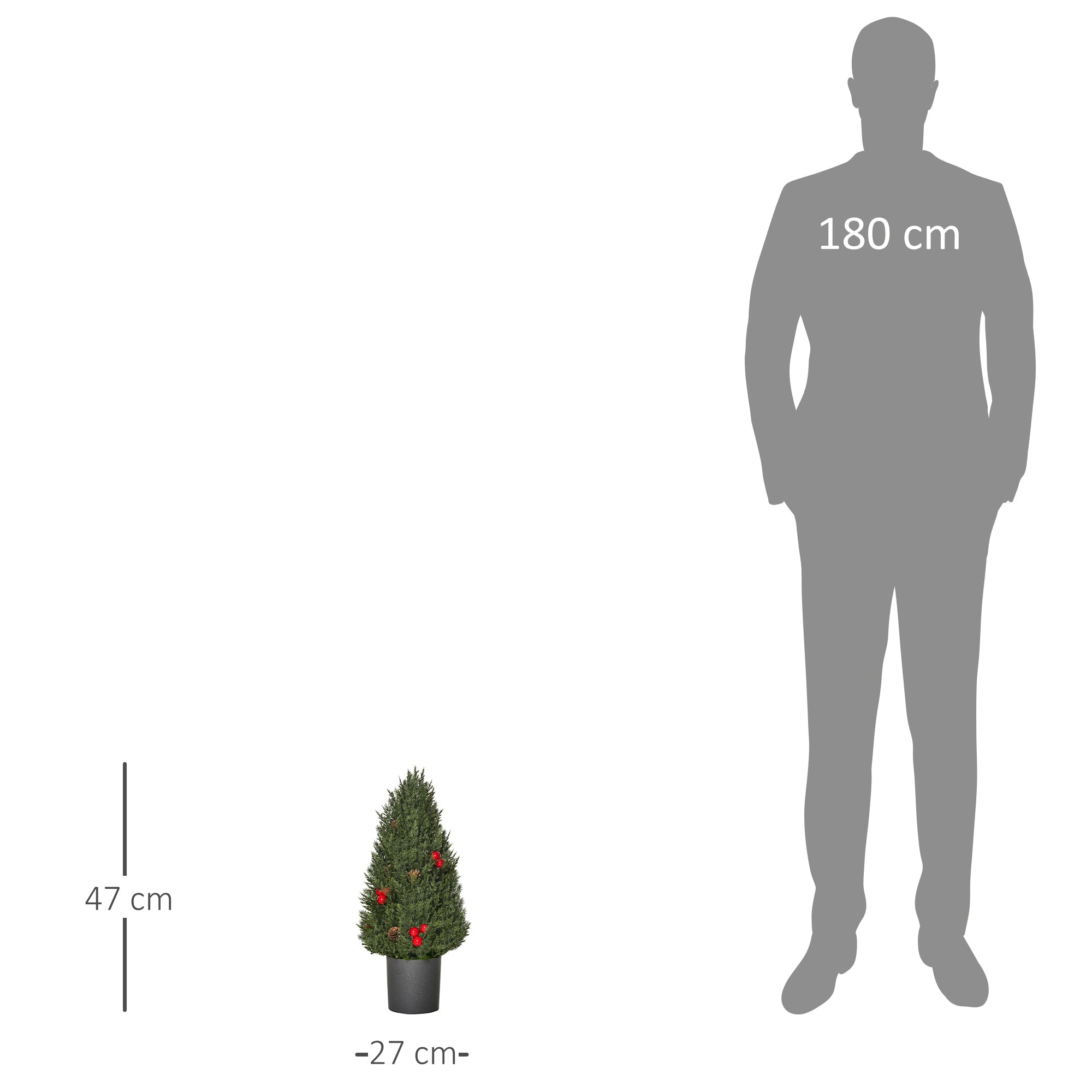 Christmas Tree 50 cm, Berries and Pine Cones, Green PVC PE