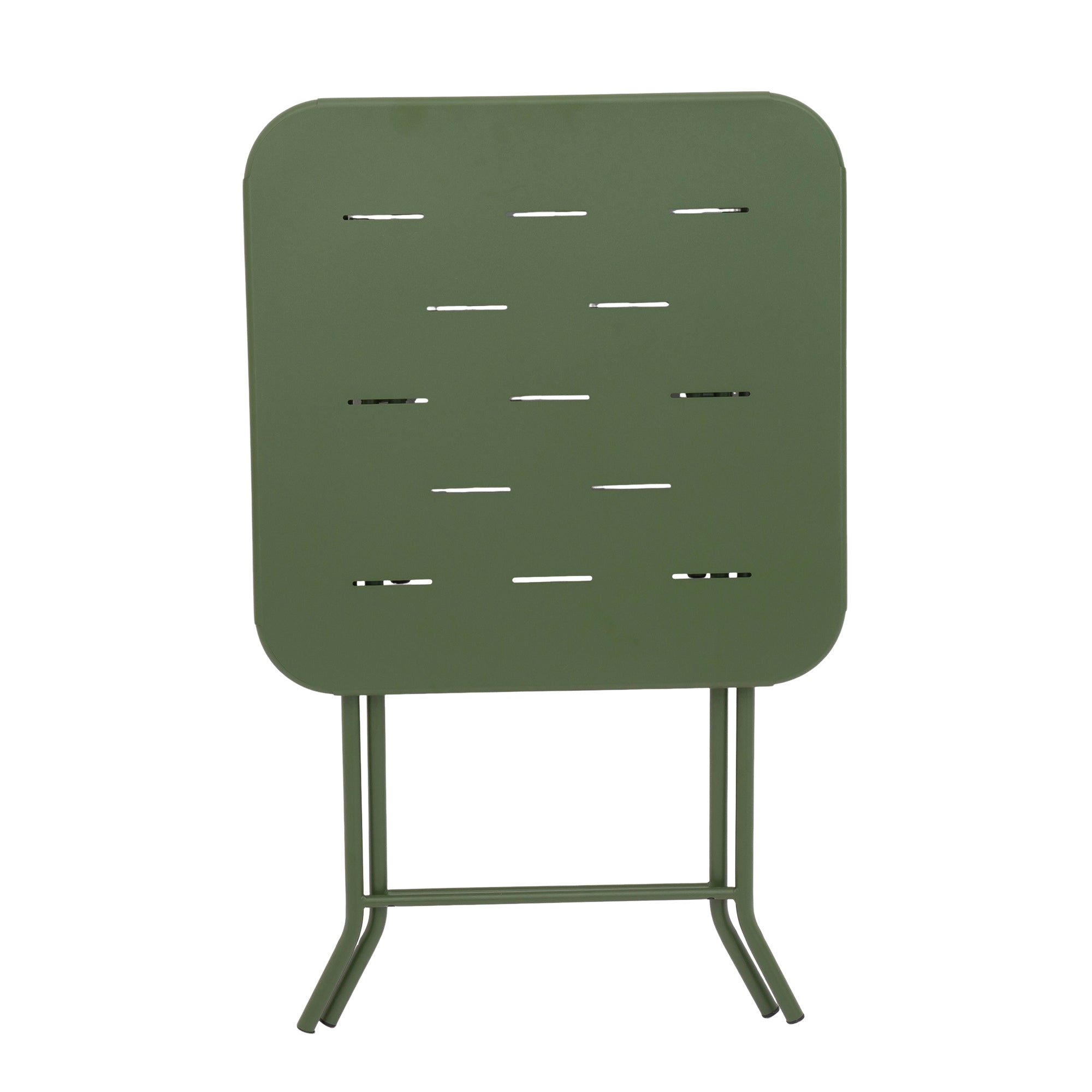 Outdoor 3-Piece Foldable Bistro Set, 2 Chairs and 1 Table Weather-Resistant, Green Metal