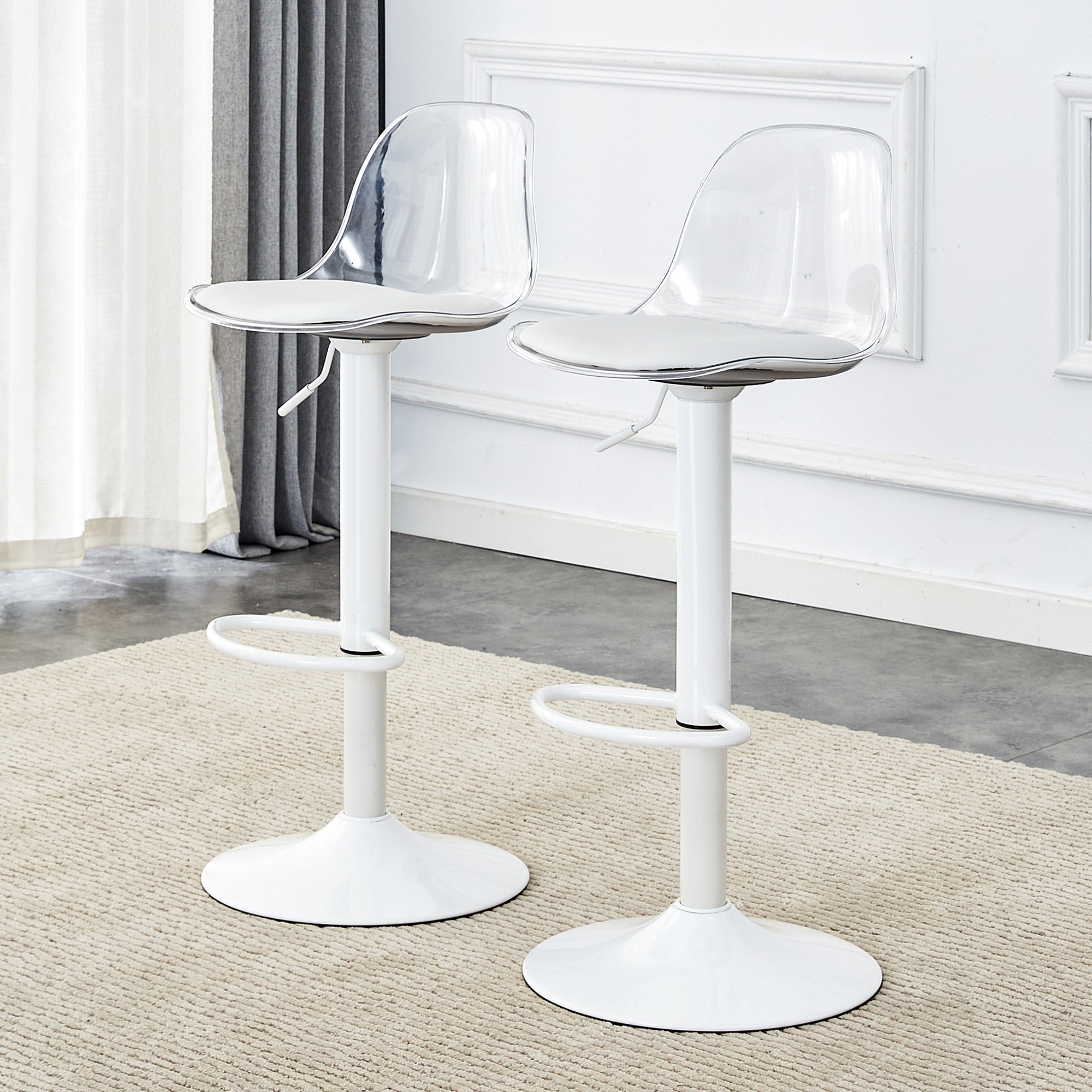 Adjustable Beam Chair (2-Pack) Swivel & Height Adjustable - Transparent/White