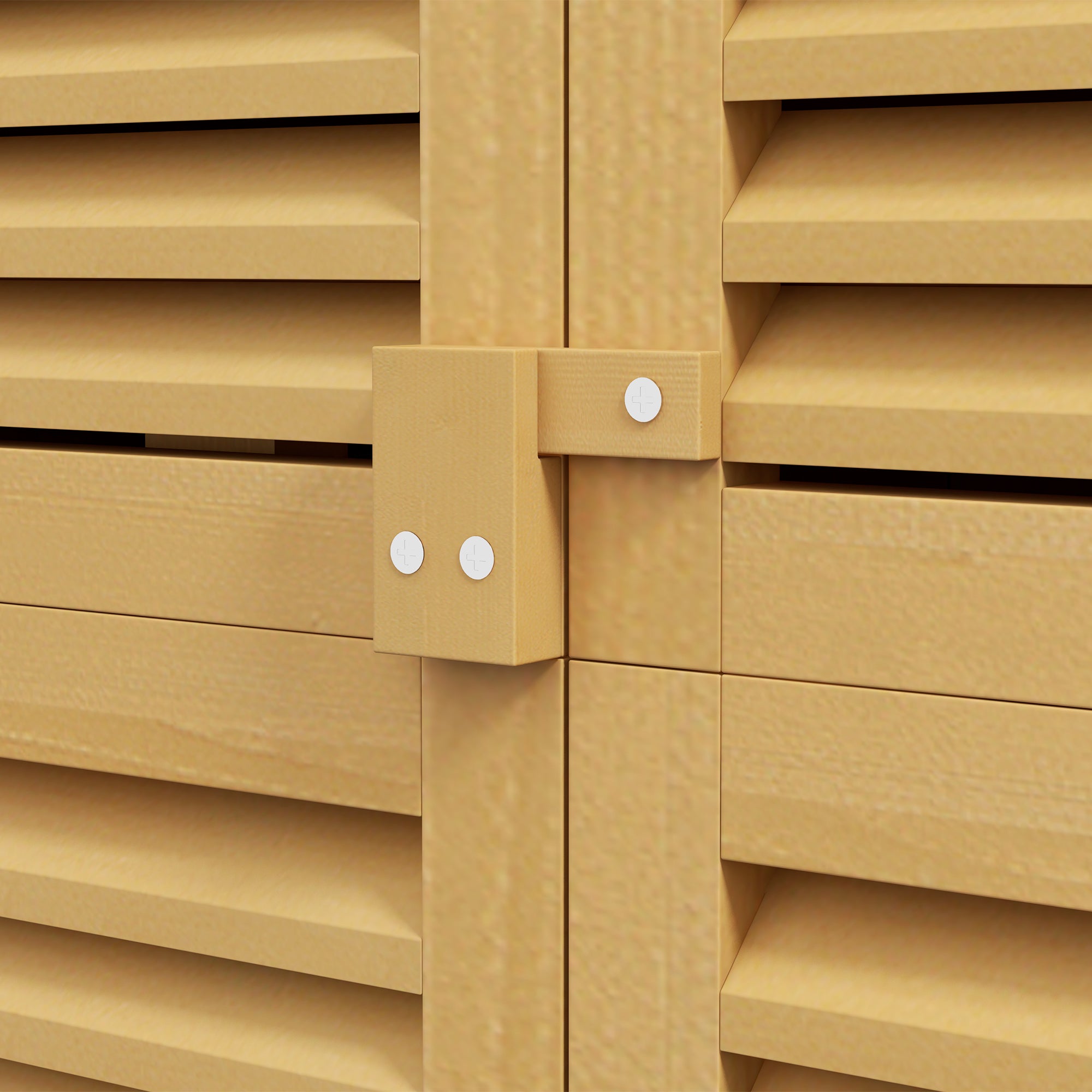 Garden Shed/Tool House, Asphalt Roof Louvered Door 4 Compartments, Wooden Light Yellow