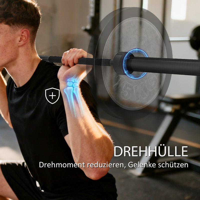 Barbell, 180 cm Olympic Bar with 200 kg Load Capacity, Black Steel