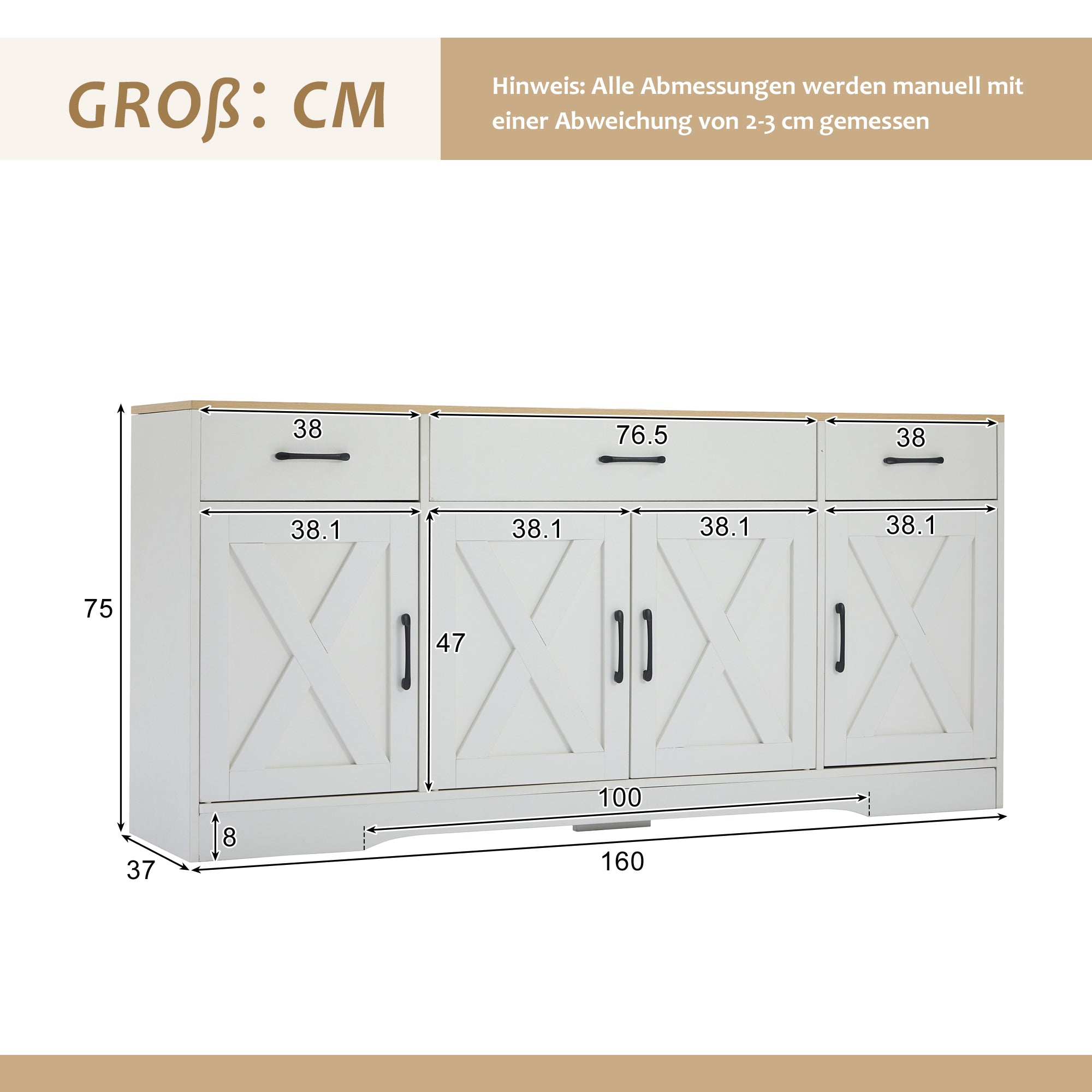 Sideboard Multifunctional Wooden Cabinet, White