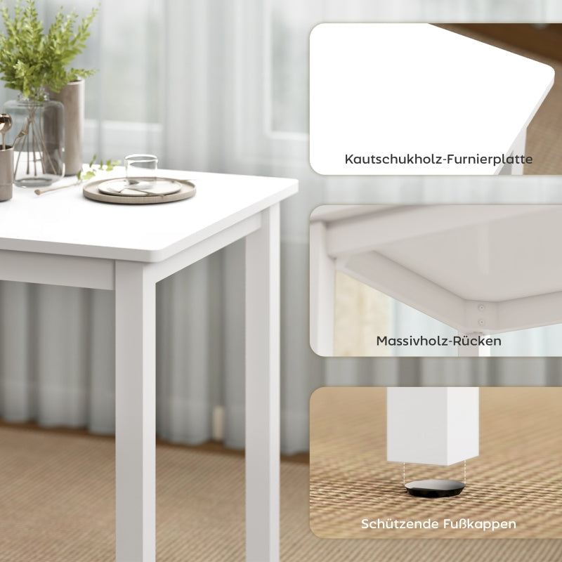 3-Piece Dining Table Set, Kitchen Table with Upholstered Chairs, Space-Saving, White MDF