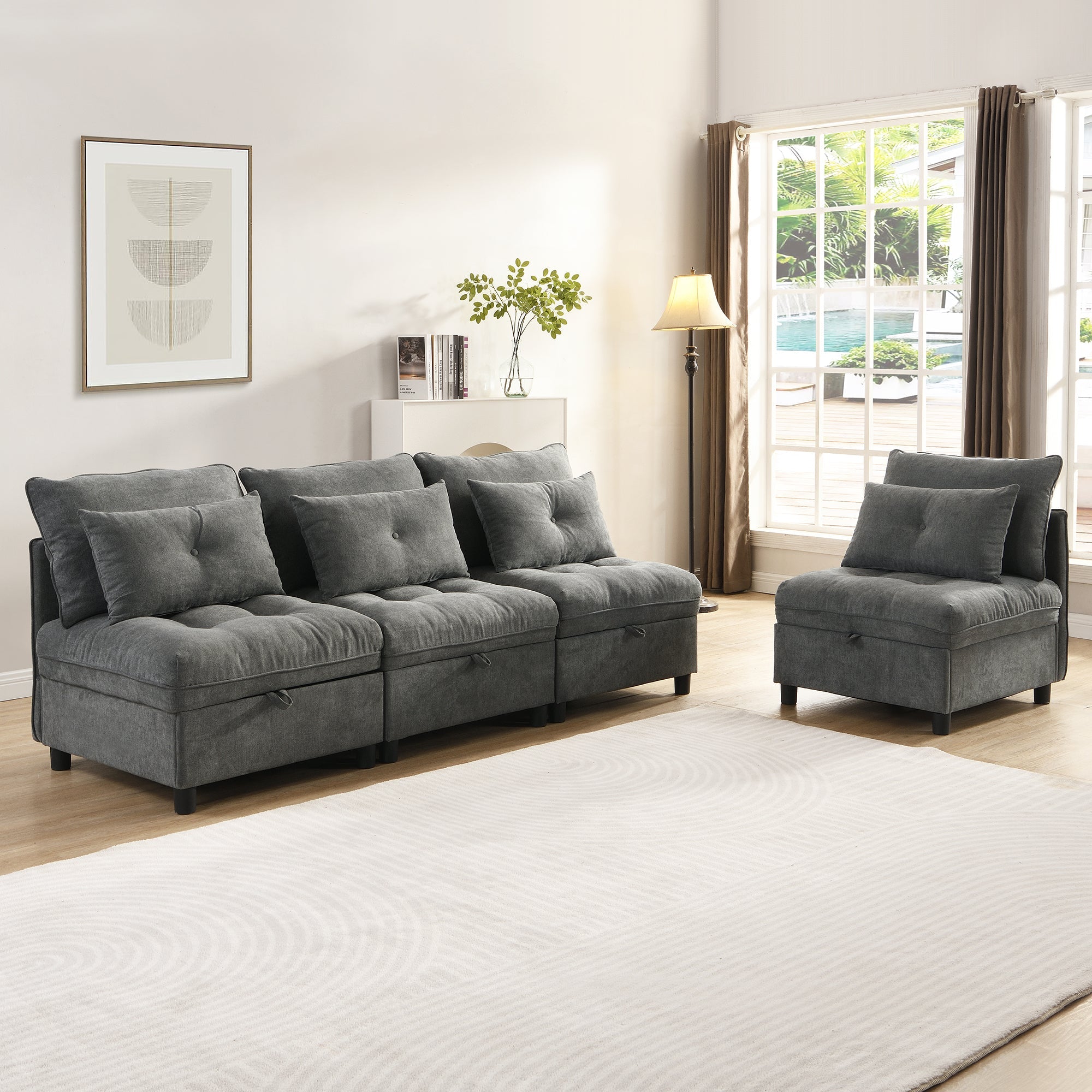Cloud Modular Sofa 4-Seater Separable Storage Sleeper Chenille