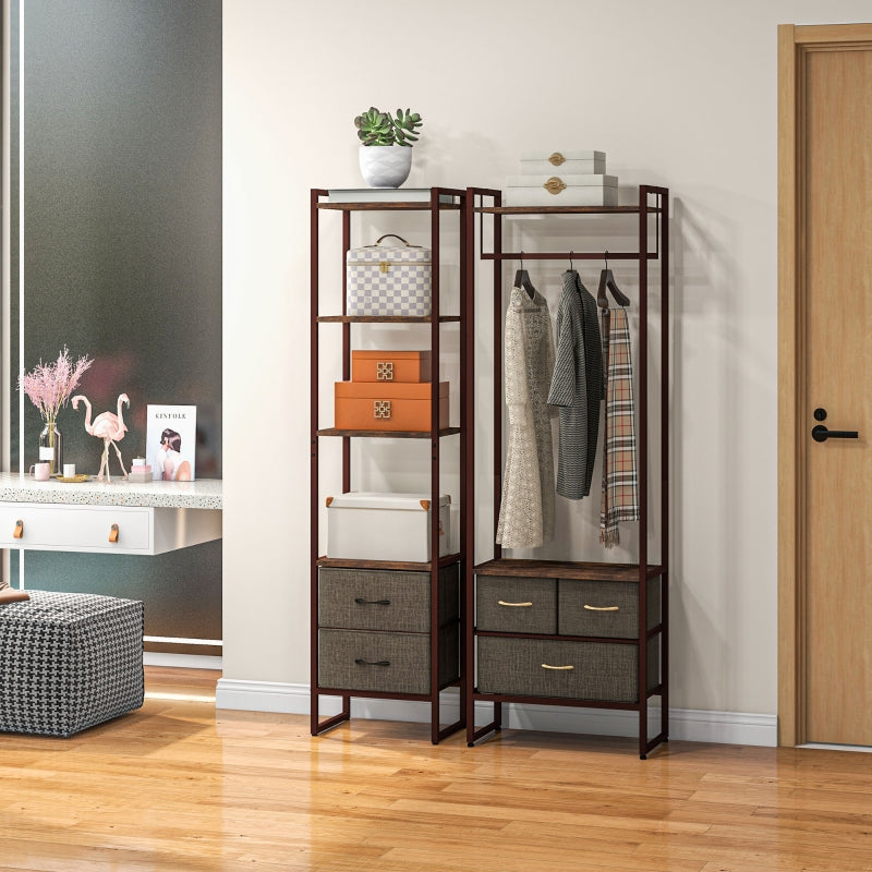 Four-Tier Display Shelf with Bottom Drawers, Industrial Steel