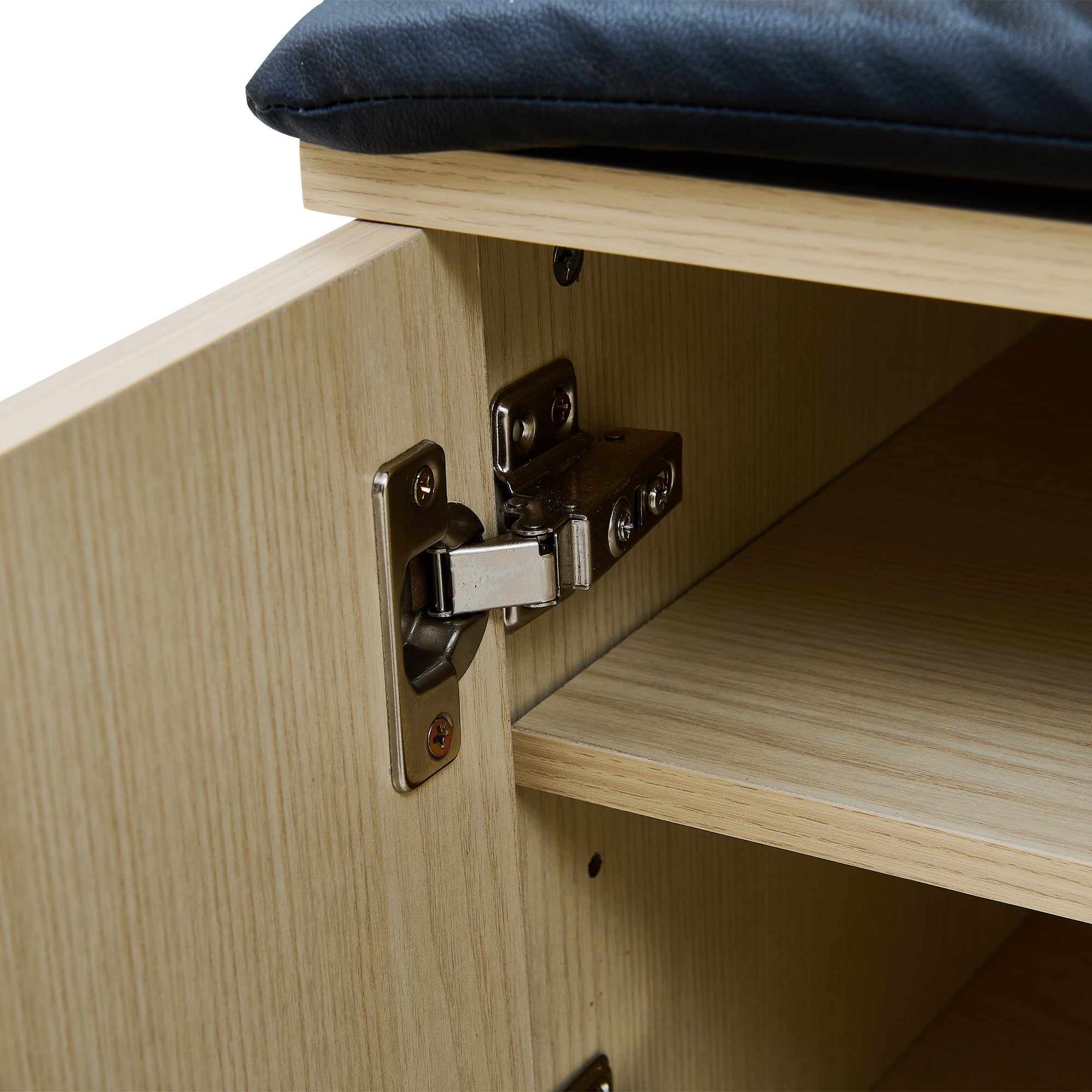 Modern Wardrobe with Bench and 4 Hooks, Storage, Black Steel Legs