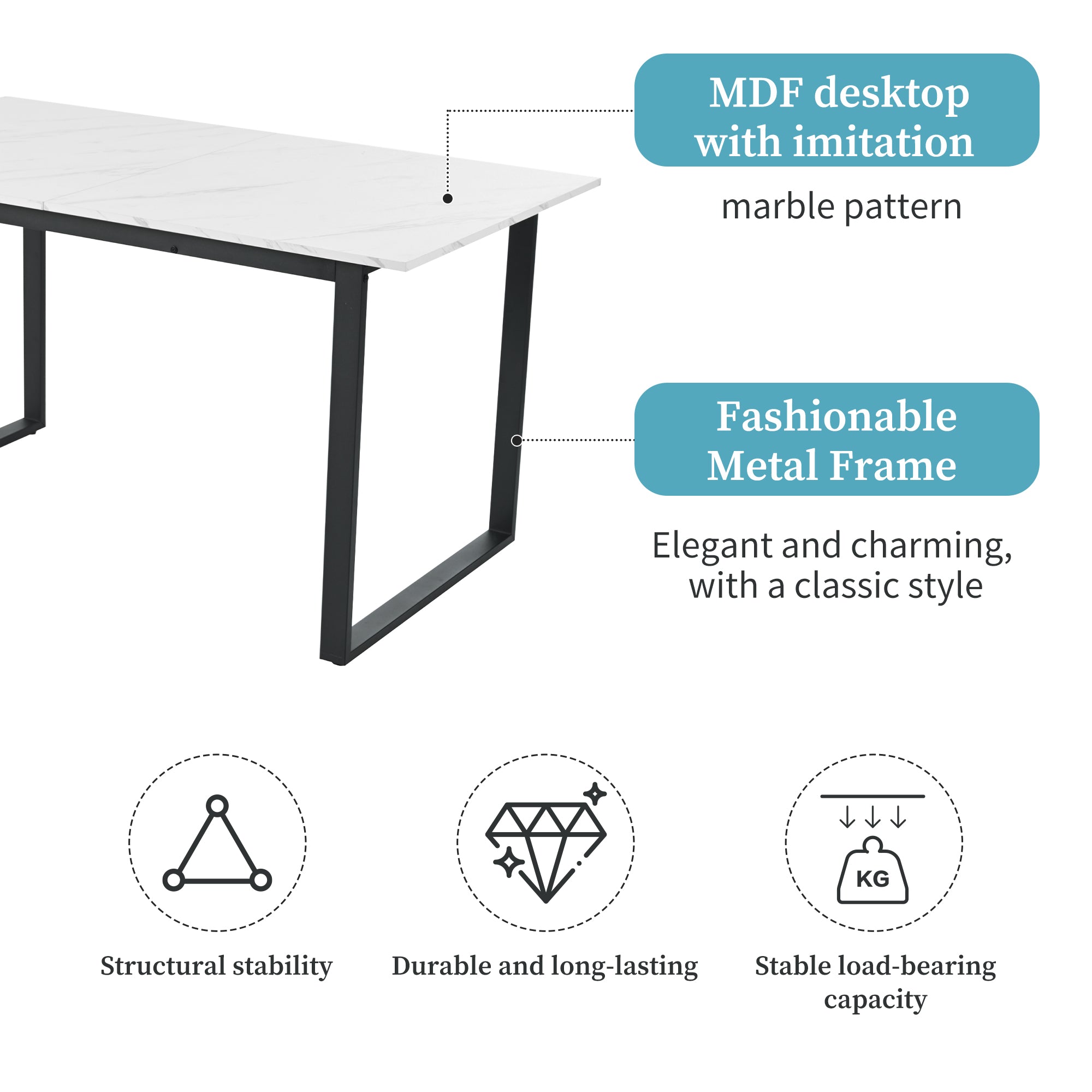 Dining Set 5-Piece, Extendable 140-180cm Table with 4 Modern Grey Velvet Chairs, White MDF Black Legs
