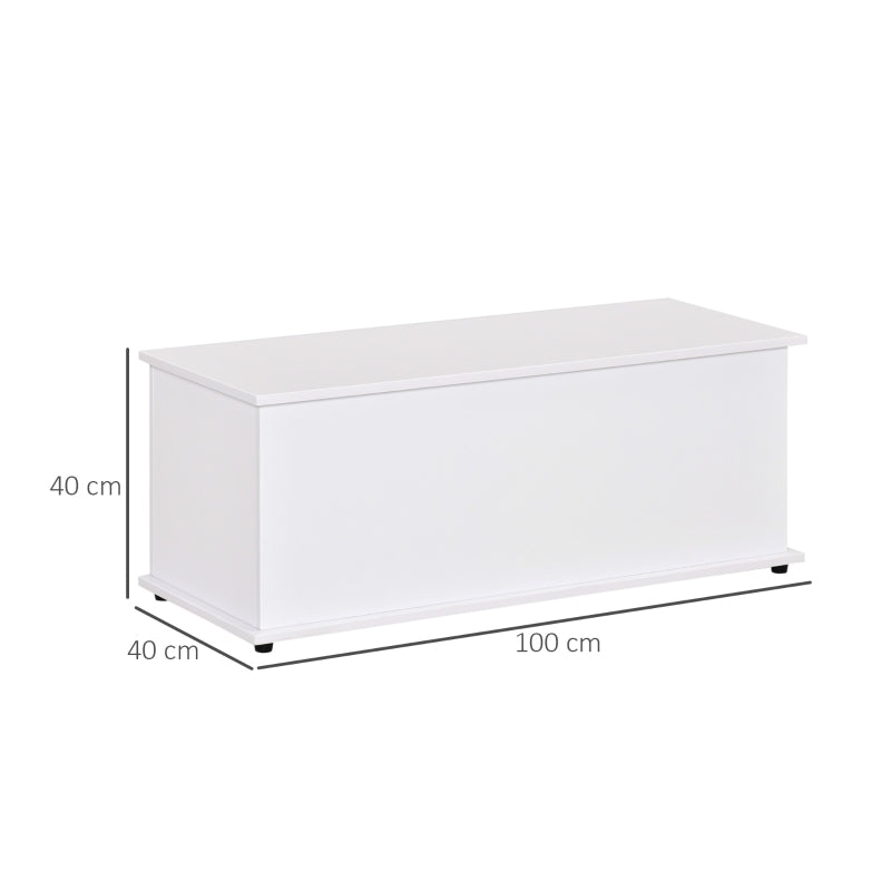 113L Storage Chest with Flip-Top Lid and Safety Hinges, White