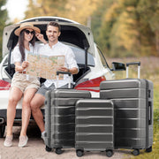M-L-XL Suitcase Set (20"&24"&28") with Double 360° Swivel Wheels, TSA Lock, ABS+PC Material