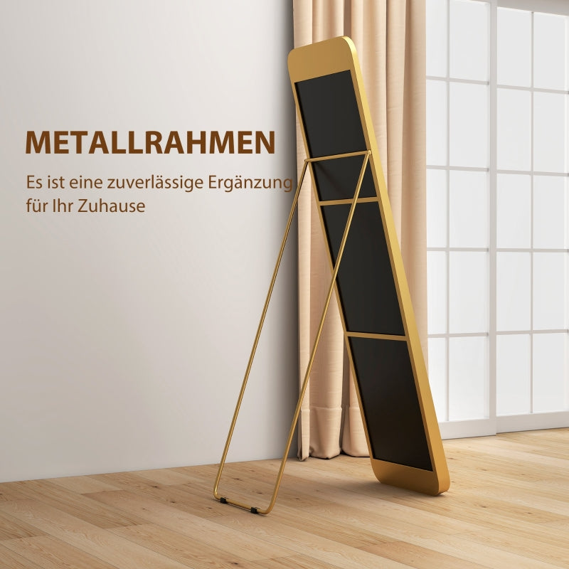 Ganzkörperspiegel, 160 x 40 cm, Stehend, Metallrahmen, Gold