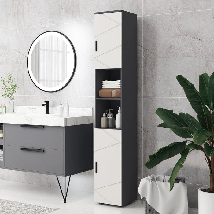 Kleankin Slim Bathroom Cabinet, Tall with Adjustable Shelf, Gray